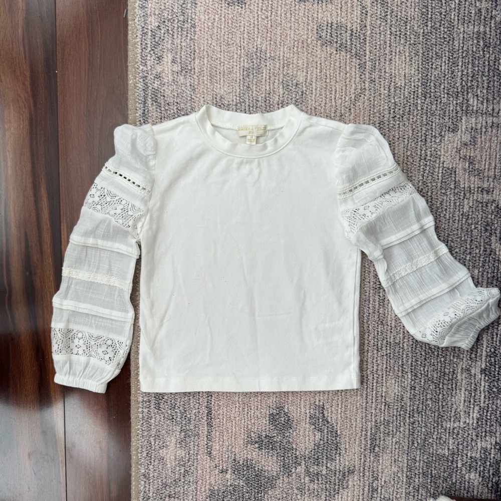 Little girl crochet sleeve long sleeve top